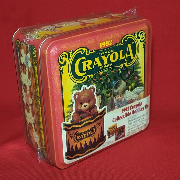 1992 Crayola Collectible Holiday Tin Sealed 64 Crayons Christmas Ornament Tin Bo - Picture 6 of 11